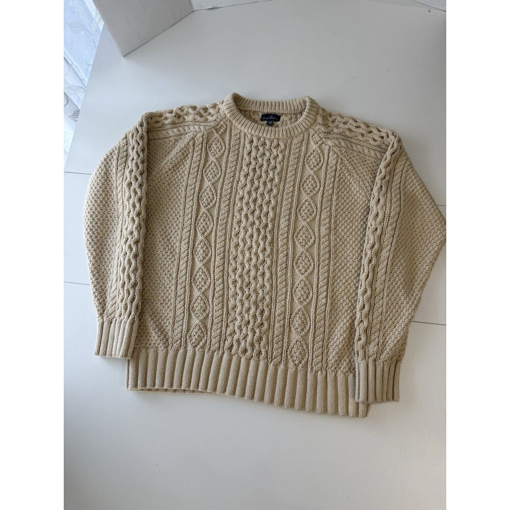 LL Bean Sweater Mens XL Cable Knit Signature Fisherman Sweater cotton 505183 Wea - Picture 2 of 12